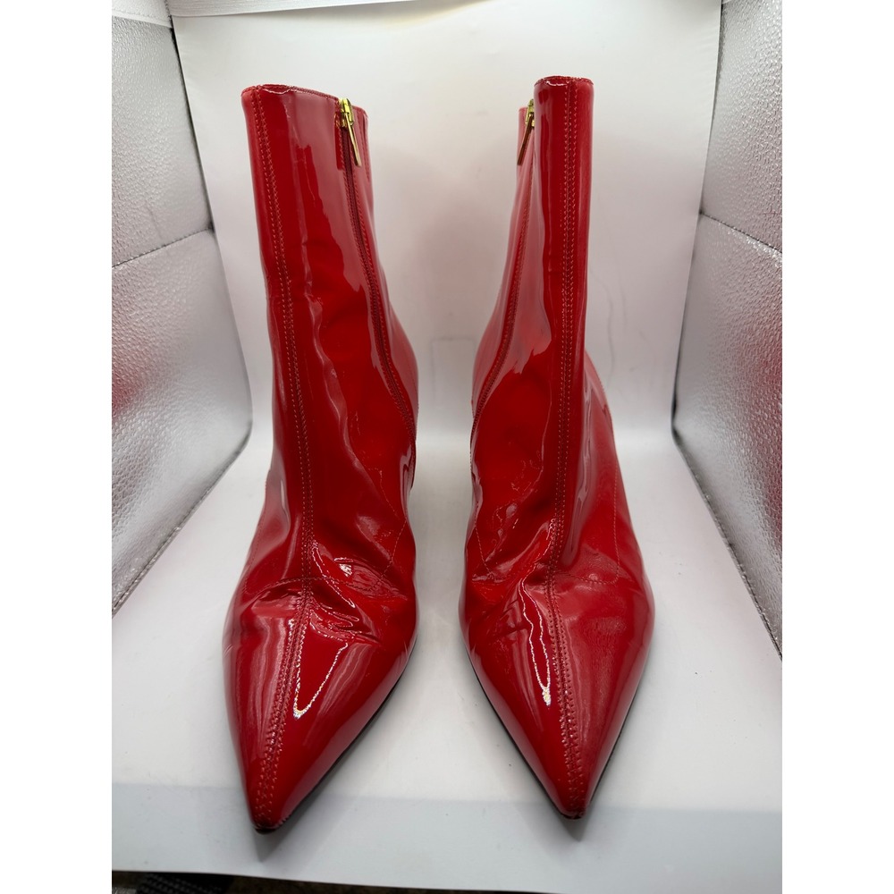 Via Spiga Red Patent Leather Ankle Boots Made in Italy Kitten Heel 8.5